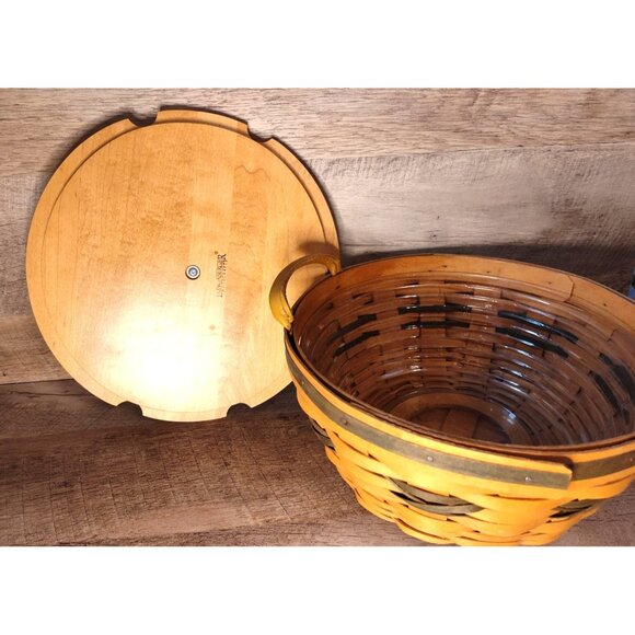 Longaberger Vintage Christmas Collection 1999 Edition Popcorn Basket W/ Lid & Ha - Picture 6 of 13